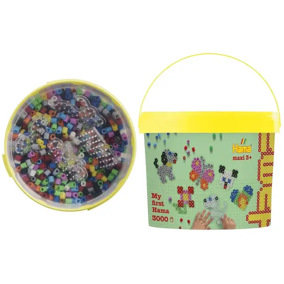 Hama - Maxi beads - 3000pcs + 4 plates in bucket (388806) / Toys