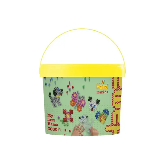 Hama - Maxi beads - 3000pcs + 4 plates in bucket (388806) / Toys