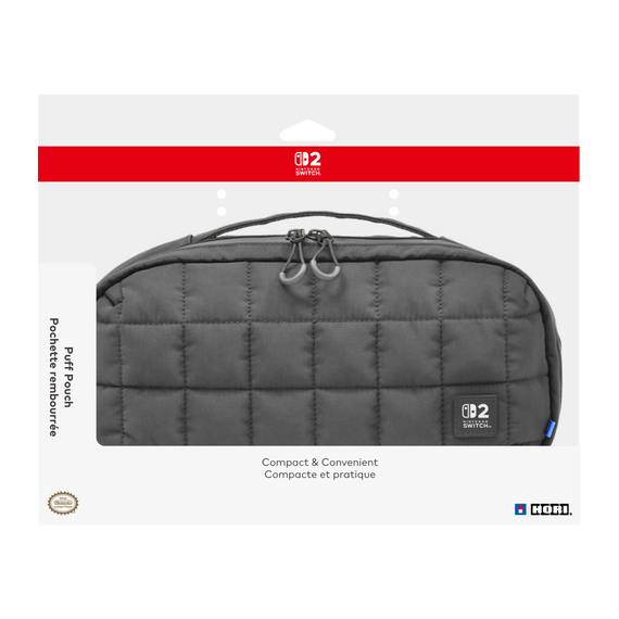HORI - Puff Pouch - Black - Mid-size / Nintendo Switch 2 - Nintendo Switch 2 Accessories - Accessories for Consoles - Techbox
