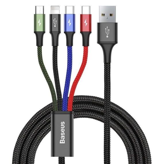 Cable USB Baseus Fast 4in1 2xUSB-C / Lightning / Micro 3.5A 1.2m (black) | Techbox