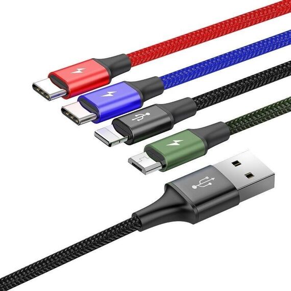 Cable USB Baseus Fast 4in1 2xUSB-C / Lightning / Micro 3.5A 1.2m (black) | Techbox