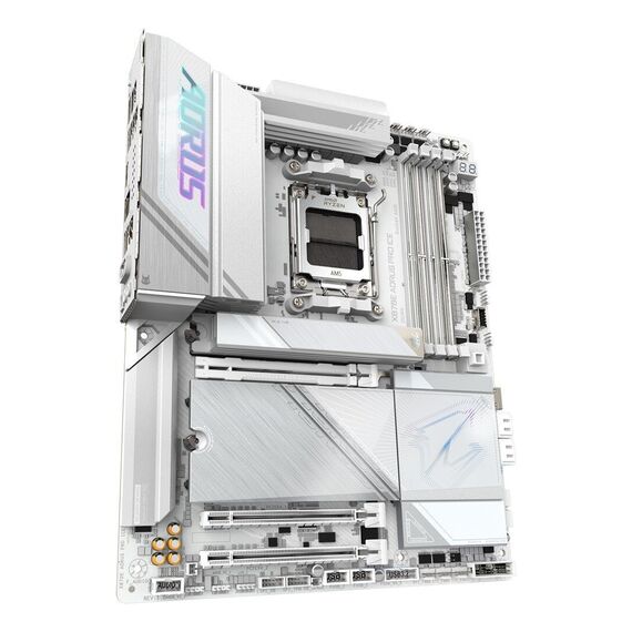 GIGABYTE X870E AORUS PRO ICE Motherboard - Supports AMD Ryzen 9000 CPUs, 16+2+2 Phases Digital VRM, up to 8000MHz DDR5 (OC), 3xPCIe 5.0 + 1xPCIe 4.0, Wi-Fi 7, 2.5GbE LAN, USB 4 | Techbox
