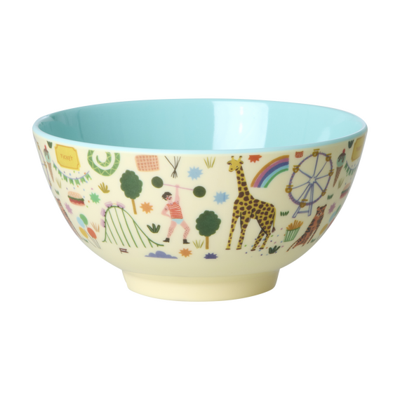 Rice - Melamine Bowl with Fun Fair Print - Mint - Medium / Baby and Children