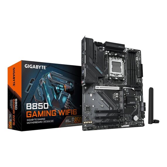 GIGABYTE B850 GAMING WIFI6 Motherboard - AMD Ryzen 9000 Series CPUs, 6+2+2 Phasen Digital VRM, up to 8200MHz DDR5 (OC), 1xPCIe 5.0 + 2xPCIe 4.0 M.2, GbE LAN, WIFI 6, USB 3.2 Gen 2 | Techbox