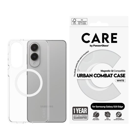 CARE by PanzerGlass - Flagship Case Transparent Urban Combat w. White Qi Compatible Samsung S25 Edge / Electronics - Uncategorized Cases (2) - Cases - Techbox