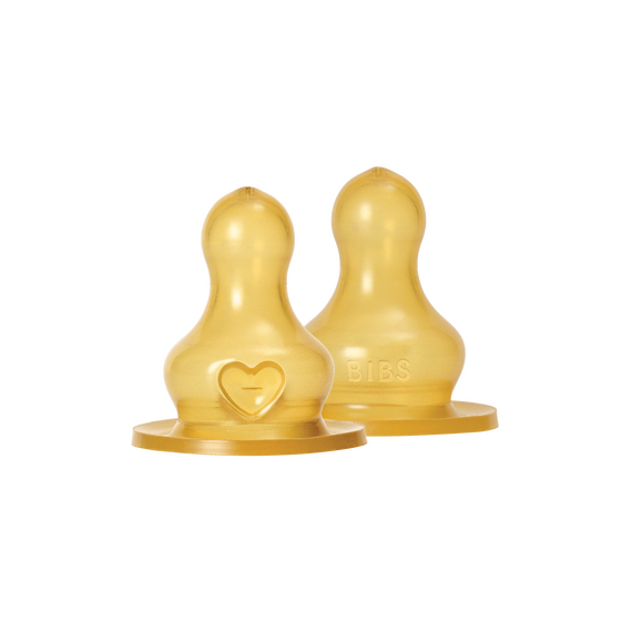 BIBS - Baby Bottle Nipple Round Latex - Medium Flow - 2 pack / Baby and Children