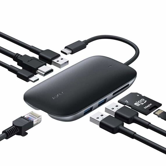 AUKEY CB-C71 interface hub 5000 Mbit/s Black | Techbox