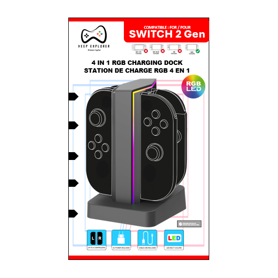 Deep Explorer - 4 In 1 Charging Station / Nintendo Switch 2 - Nintendo Switch 2 Accessories - Accessories for Consoles - Techbox