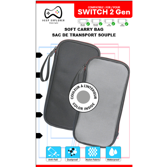 Deep Explorer - Soft Carry Bag Grey / Nintendo Switch 2 - Nintendo Switch 2 Accessories - Accessories for Consoles - Techbox