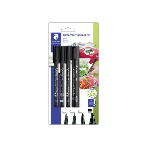 Staedtler – Lumocolor Permanent Marker Set – 4 pcs Black (60 BK-6) / Toys
