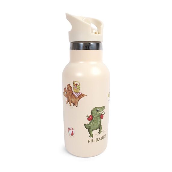 Filibabba - Stainless steel water bottle - Dino Beach - Beige - 6-60 m (FI-03589) / Toys - Mugs & Bottles - Gifts - Techbox