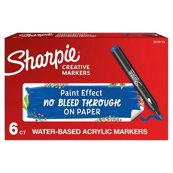 Sharpie - Creative Marker Acrylic Paint Pens - Bullet Tip Water-Based Paint Markers - Parang - 6 Count  (2218115) / Toys