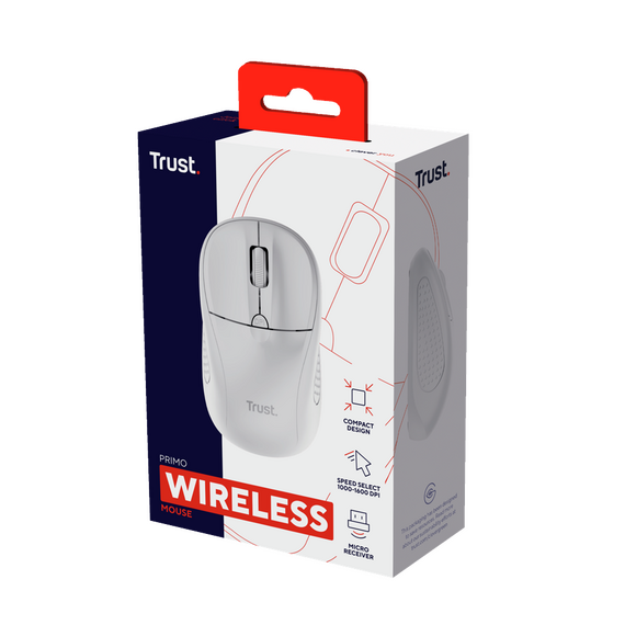 TRUST Primo wireless mouse - Matt White / Computers - Mice - Keyboards & Mice - Techbox