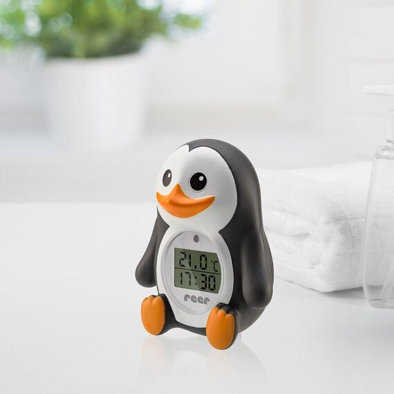 Reer - Bath Thermometer Pingu - Black, White, and Orange - 17 x 4.6 x 9.7 cm / Baby and Children