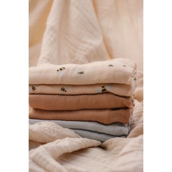 Vanilla Copenhagen - Muslins 6 Pack - Honeybee, Oyster Grey, Oak, Blue - 70 x 70 cm (MUSL8123) / Baby and Children