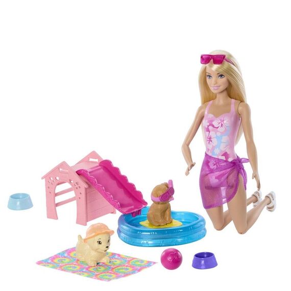 Barbie - Puppy Pool Party Aloha Blonde (JBF35) / Toys - Dolls - Collectibles - Techbox