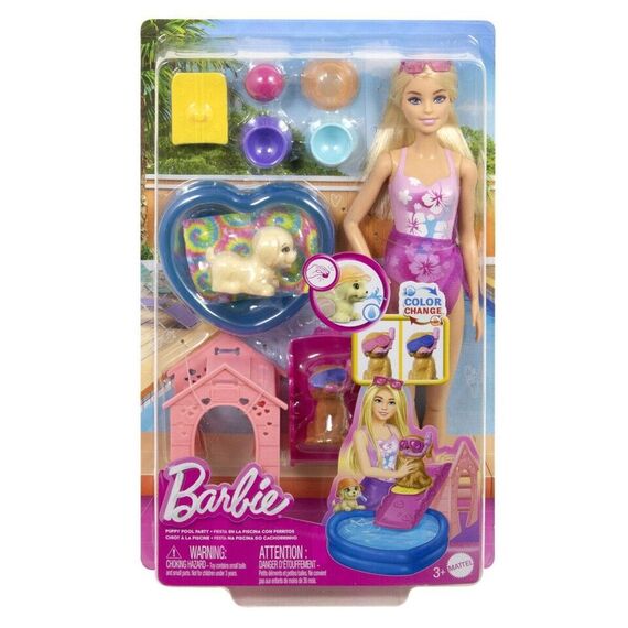 Barbie - Puppy Pool Party Aloha Blonde (JBF35) / Toys - Dolls - Collectibles - Techbox