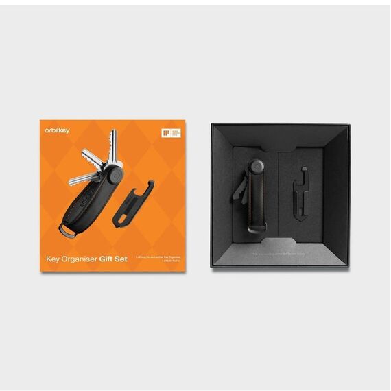 ​Orbitkey - Gift Set - Crazy Horse Key Organiser + Multitool V2 - Black / Gadgets