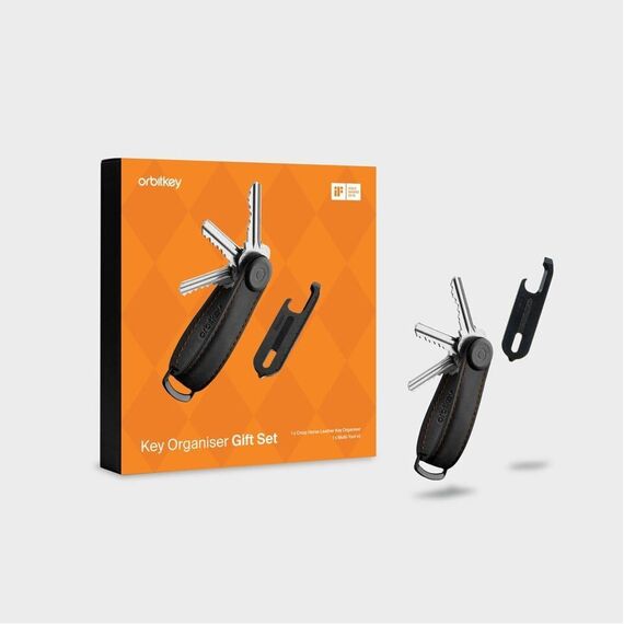 ​Orbitkey - Gift Set - Crazy Horse Key Organiser + Multitool V2 - Black / Gadgets