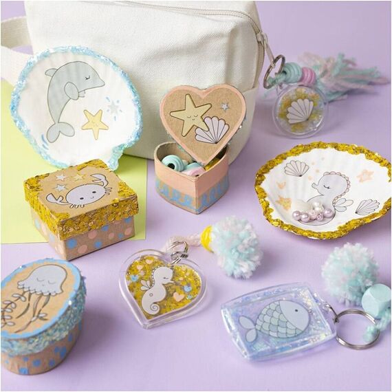 Craft Kit Decoration - Boxes - shells - key rings - pastel colours (977847) / Toys