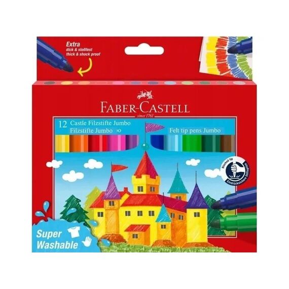 Faber-Castell - Felt-tip pen Jumbo - 12 pcs, super washable (154311) / Toys - Merchandise Office Supplies - Various - Techbox