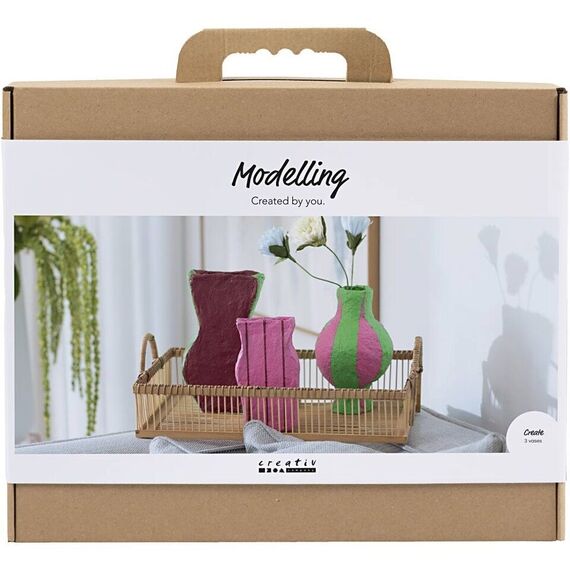 Maxi Craft Kit Modelling - Papier-mâché pulp vases - assorted colours (977837) / Toys