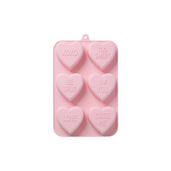 Rice - Silicone Baking Form with 6 Hearts - Soft Pink / Baby and Children