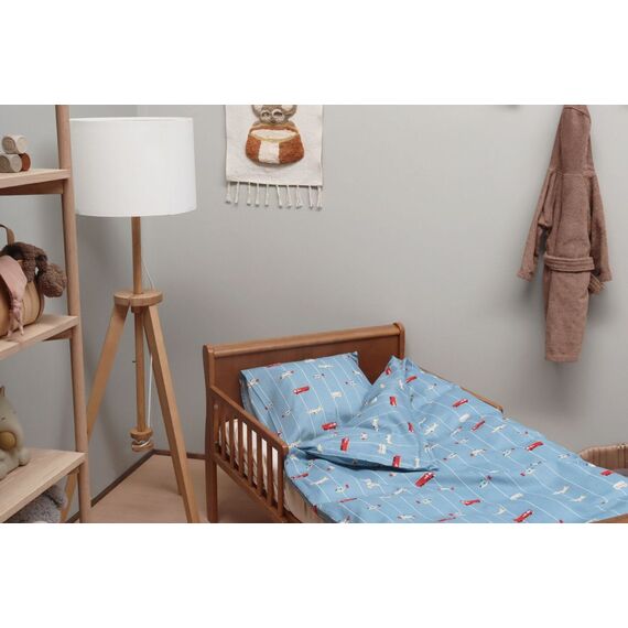 By Mats - Bed Linen Junior Size 100 x 140 cm - Striped Cars (MAT117) / Baby and Children |  Techbox