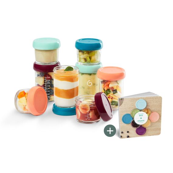 Babymoov - Glass Babybols Multiset - 4x120ml + 4x240ml + Recipe Book / Baby and Children