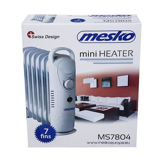 Mesko MS7804 electric space heater Oil electric space heater Indoor White 700 W - Oil radiators - Cooling & Heating - Techbox