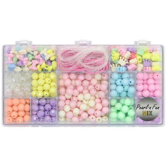 Pearl ´n Fun - Pastel perlemix m/elastiksnor assorted former (714206) / Toys