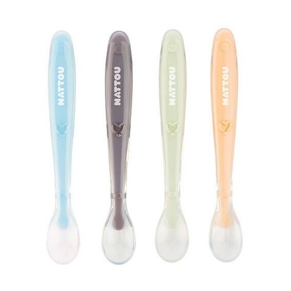 Nattou - Spoon 4-pack Soft Silicone Multi / Baby and Children