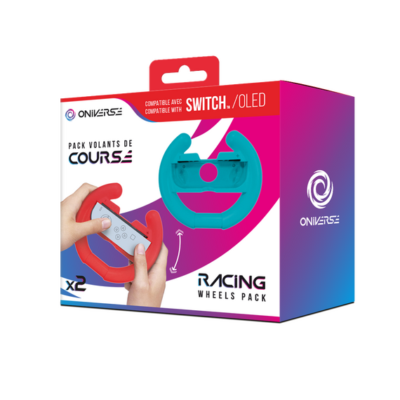 Oniverse Nsw Pack Of 2 Racing Wheel Controller Holders - Blue/Red / Nintendo Switch