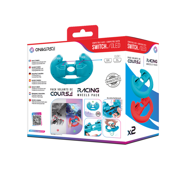 Oniverse Nsw Pack Of 2 Racing Wheel Controller Holders - Blue/Red / Nintendo Switch