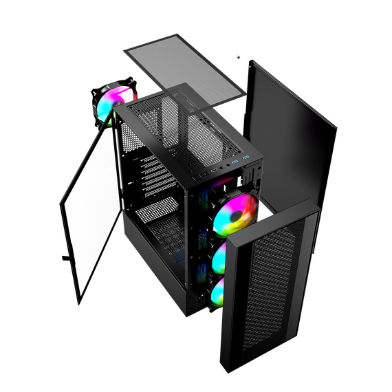 Gembird Fornax 4000 ARGB gaming ATX computer case, Midi Tower, backlight, Black - Computer Cases - PC Cases & Accessories - Techbox