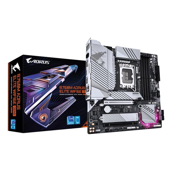 GIGABYTE B760M AORUS ELITE WIFI6E GEN5 Motherboard - Supports 14th Gen. Intel Core CPUs, 12+1+1 phases VRM, up to 5600MHz DDR5, 2xPCIe 4.0 M.2, Wi-Fi 6E, 2.5 GbE LAN, USB 3.2 Gen 2x2 - Motherboards - Laptops & PC Builds - Techbox
