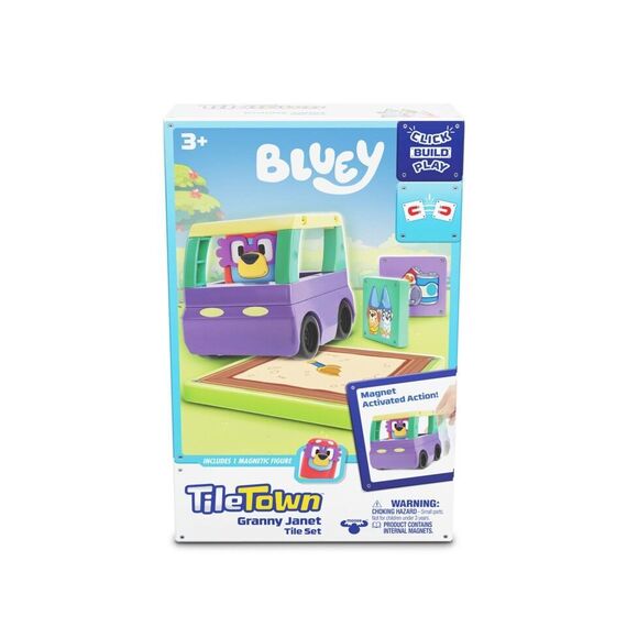 Tile Town - Bluey Magnetiske Mini Legesæt - Granny Janet  Tile Set / Toys