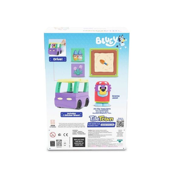 Tile Town - Bluey Magnetiske Mini Legesæt - Granny Janet  Tile Set / Toys
