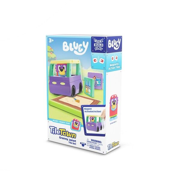 Tile Town - Bluey Magnetiske Mini Legesæt - Granny Janet  Tile Set / Toys