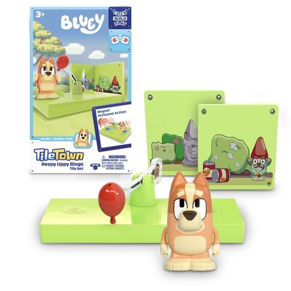 Tile Town -Bluey Magnetiske Mini Legesæt - Keepy Uppy Bingo Tile Set / Toys
