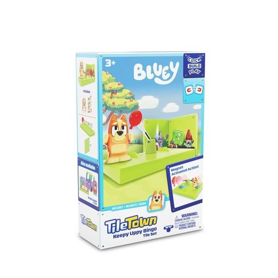 Tile Town -Bluey Magnetiske Mini Legesæt - Keepy Uppy Bingo Tile Set / Toys