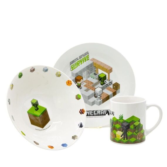 Stor - 3-Piece Ceramic Gift Set - Minecraft  (88145) / Baby and Children