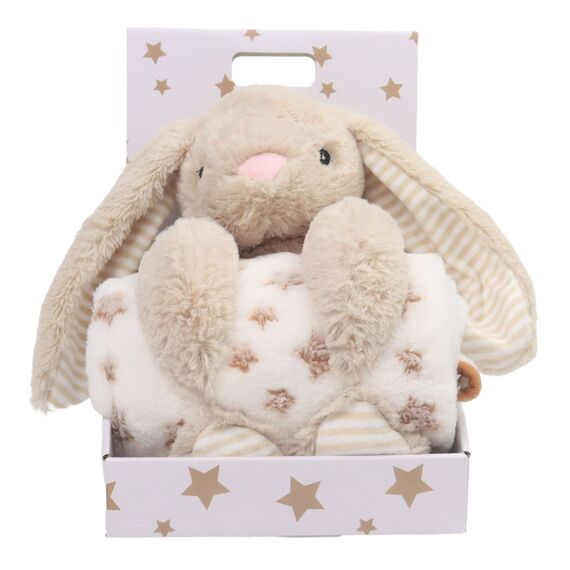 Carlo Baby - Fleece Blanket Beige Star & Stuffed Animal Beige Rabbit (18433) / Toys |  Techbox