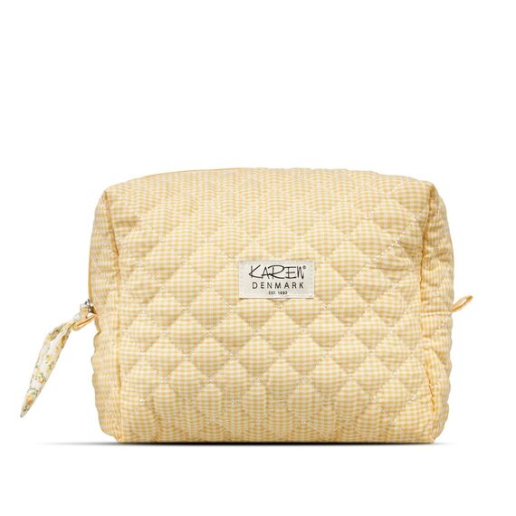 Karen - Large toiletry bag - Yellow checkered quilt / Luggage and Travel Gear