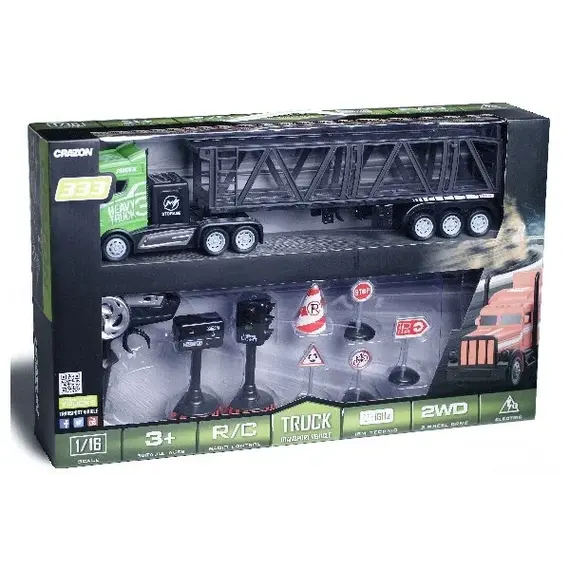 Crazon - Truck R/C w. hanger & signs 1:16 2.4GHz, green (534662) / Toys