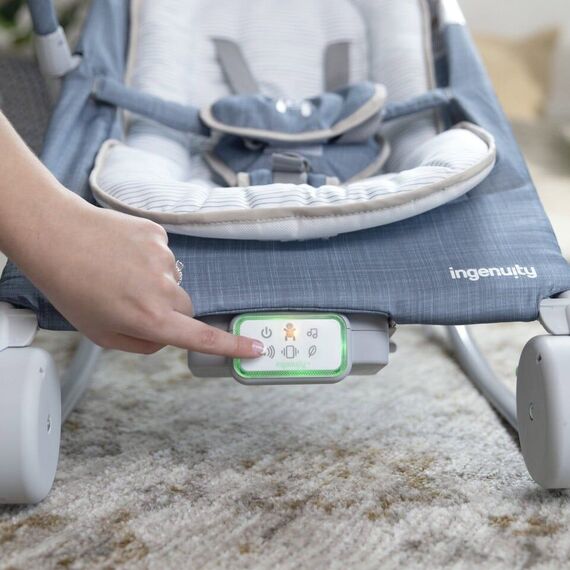 Ingenuity - Happy Belly Rock-to-Bounce Massage Seat - Chambray - 0-6 M / Baby and Children