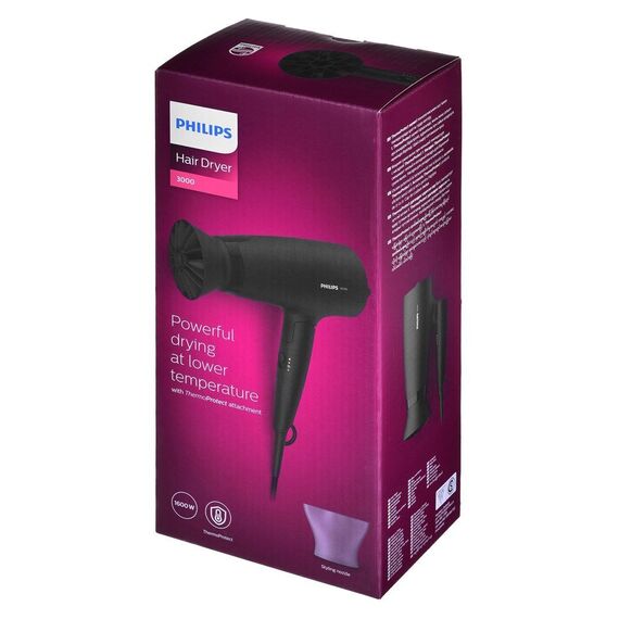 Philips 3000 series BHD308/10 hair dryer 1600 W Black - Hair Dryers - Personal Care - Techbox