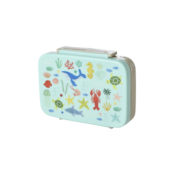 Rice - Plastic Lunchbox with 6 Rooms - Blue Ocean Print - Blue / Toys