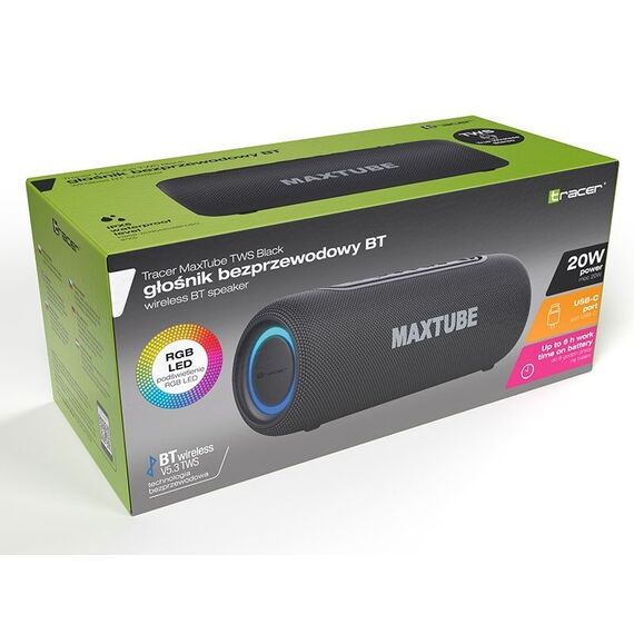 Tracer speakers MaxTube 20W TWS bluetooth black TRAGLO47358 | Techbox