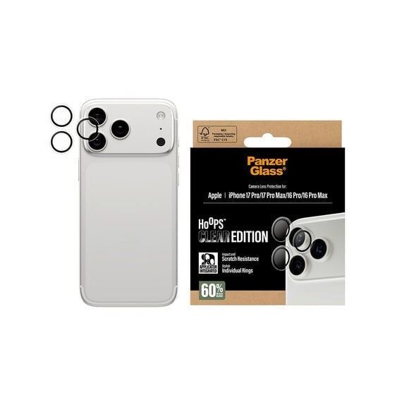 PanzerGlass - Hoops Transparent Camera Lens Protector iPhone 17 Pro - iPhone 17 Pro Max - iPhone 16 Pro - 16 Pro Max - Transparent / Electronics | Techbox